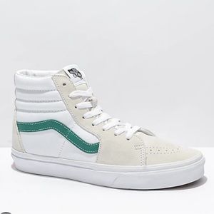 Green and white high top vans